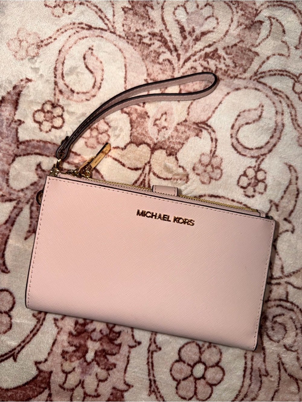 Michael Kors Blush Pink Saffiano Leather Wristlet Clutch